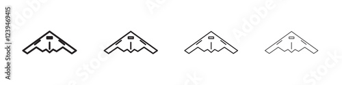Stealth plane icon Outline sign symbol set
