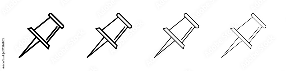 sticky pin icon Outline sign symbol set sticky pin icon Outline sign symbol set