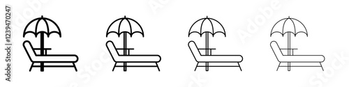 Sun bed icon Flat illustration sign
