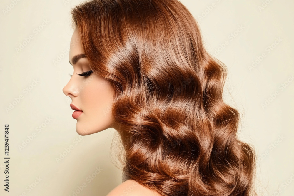 Obraz premium Beautifully styled long hair shines in soft lighting