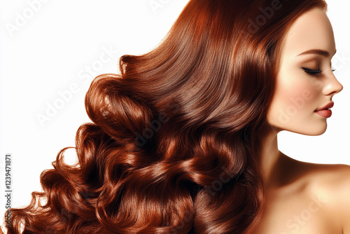 Wallpaper Mural Beautiful woman showcasing luscious wavy red hair Torontodigital.ca