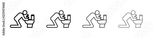 vomiting in bathroom icon Flat illustration sign