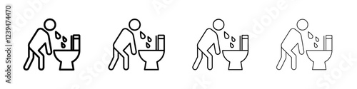 vomiting in bathroom icon Flat illustration sign