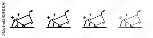 wheelbarrow unloading icon Flat illustration sign