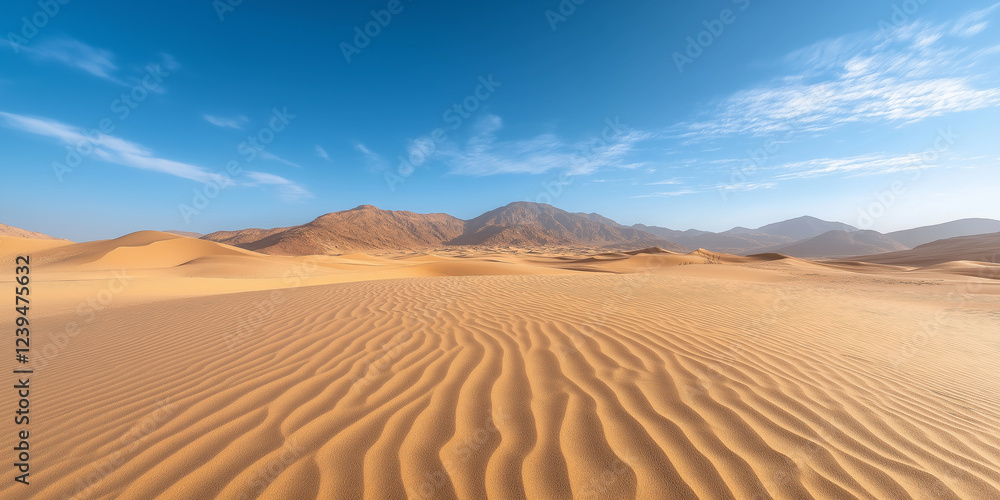 A desert landscape with a blue sky in the background A desert landscape with a blue sky in the background