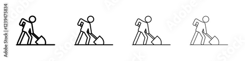Worker digging icon Flat illustration sign