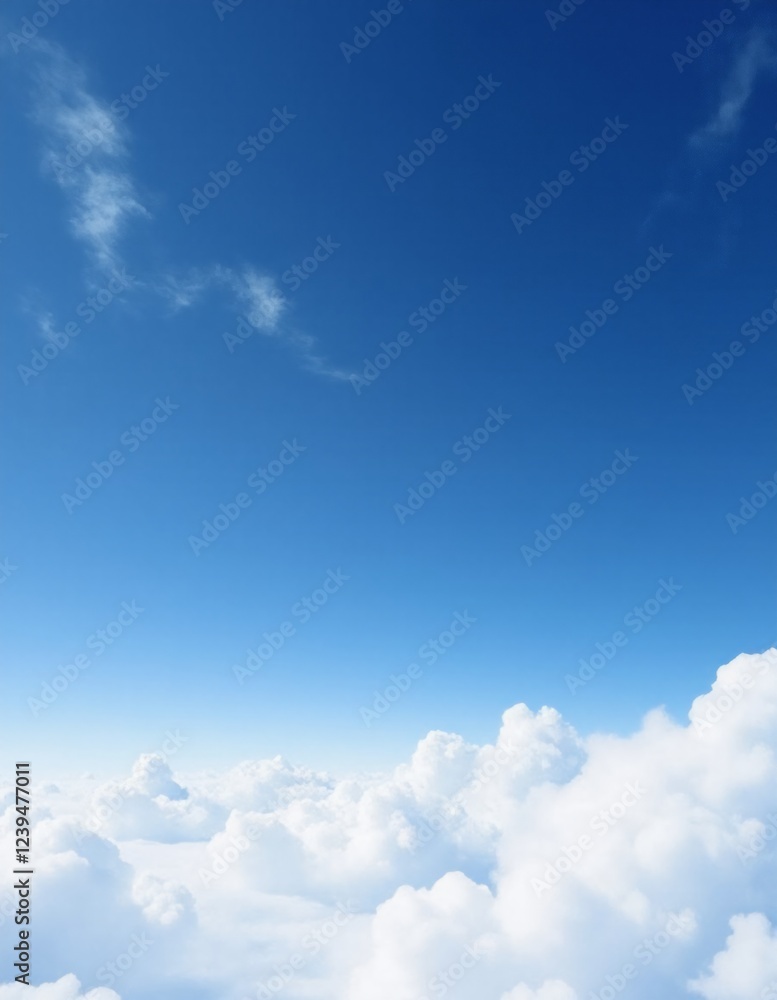 Fototapeta premium Where the Softest Clouds Embrace a Vast Azure Horizon