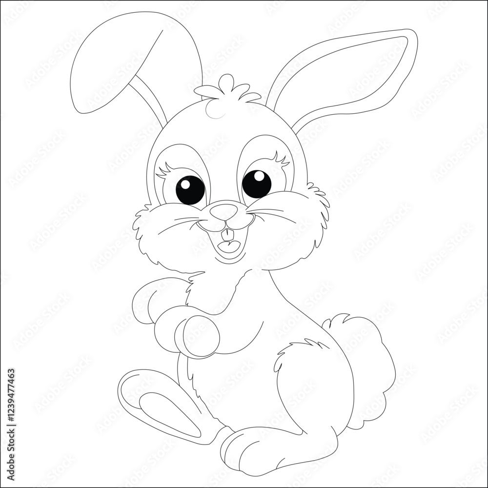 Kawaii Bunny Easter Line Art Coloring Page Kawaii Bunny Easter Line Art Coloring Page