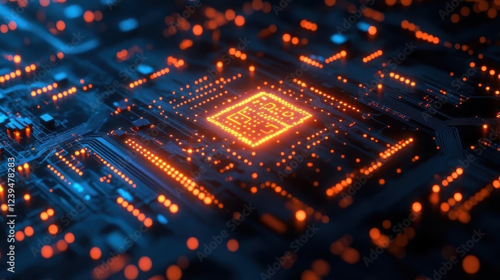 Obraz premium Artificial intelligence, close-up of a futuristic AI algorithm on a computer screen