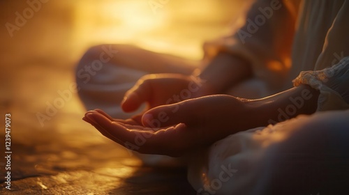 Wallpaper Mural Meditation practice, close-up of hands in meditation pose, soft lighting Torontodigital.ca
