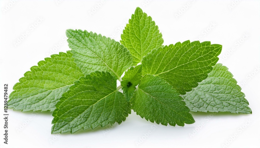 fresh lemon balm leaves isolated on white background fresh lemon balm leaves isolated on white background