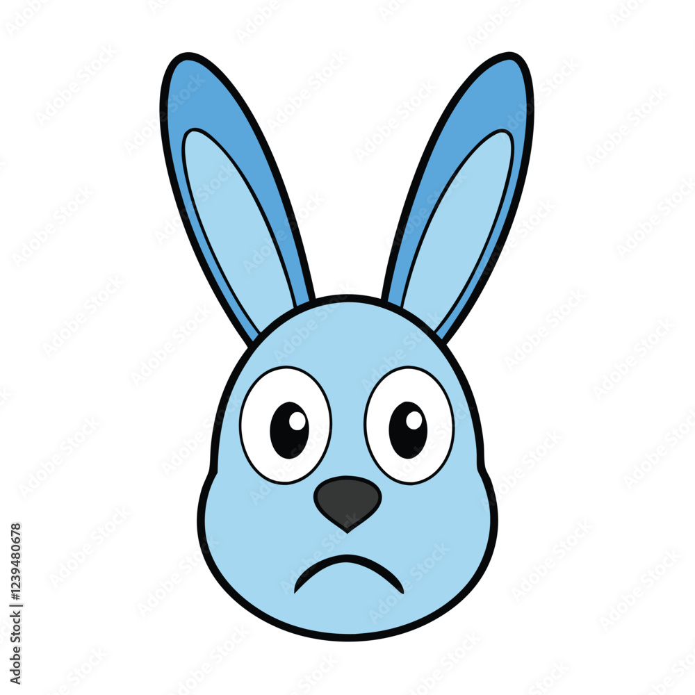Rabbit head sad face vector art illustration Rabbit head sad face vector art illustration