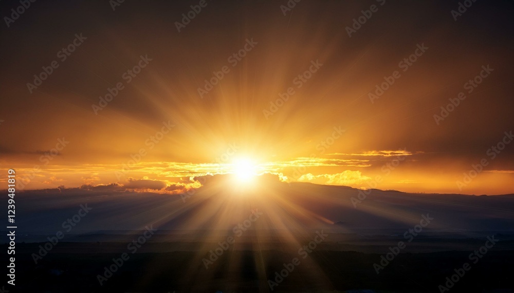 dramatic golden light burst over dark horizon illustrating intensity and energy dramatic golden light burst over dark horizon illustrating intensity and energy