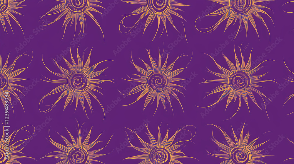 Purple background with simple sun motifs. Symbolic Motifs. Illustration Purple background with simple sun motifs. Symbolic Motifs. Illustration