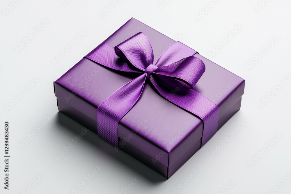 Obraz premium Purple box with a purple bow on top