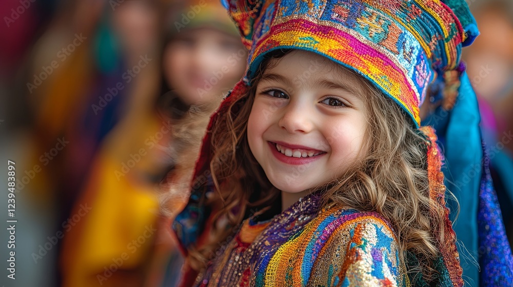 A group of happy Jewish children in traditional clothing, celebrating a cultural or religious festival with joy and excitement. A group of happy Jewish children in traditional clothing, celebrating a cultural or religious festival with joy and excitement.