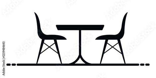 Dining table icon, dining table silhouette icon vector, flat trendy style dining table with chair icon vector isolated on white background.