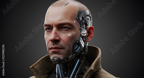 Cyberpunk Portrait: A futuristic man with cybernetic enhancements.