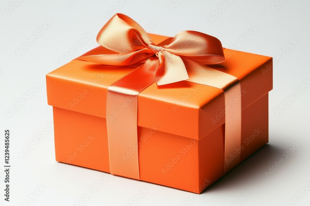 Obraz premium Large orange box with a ribbon tied around it