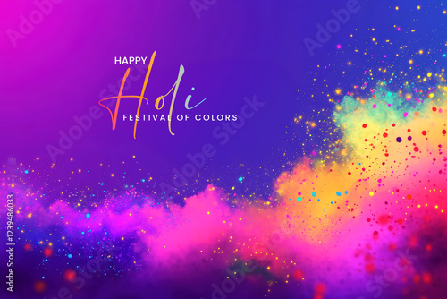 Vibrant Holi Festival of Colors Celebration with colorful powder explosion Background, illustration of the Holi festival, showcasing a dramatic explosion of vibrant colored powder