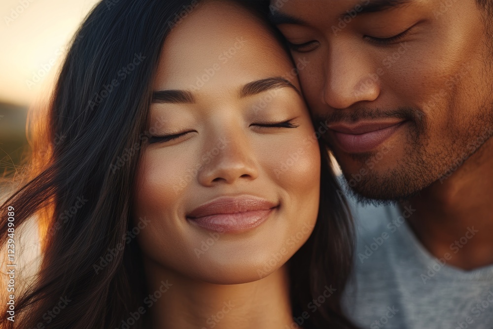 Woman and man are hugging and smiling Woman and man are hugging and smiling