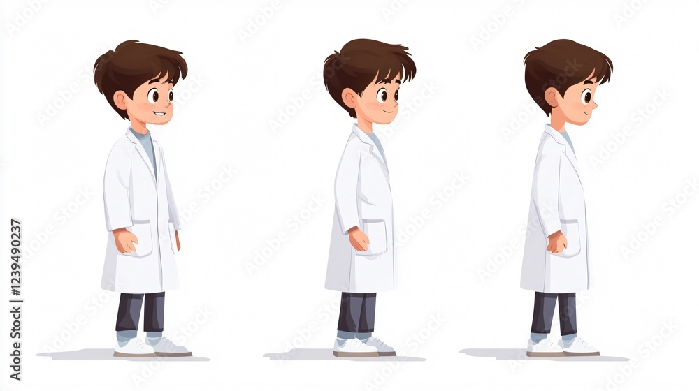 Young Boy Wearing Lab Gown for Science or Medical Experiment Concept - Vector Illustration Young Boy Wearing Lab Gown for Science or Medical Experiment Concept - Vector Illustration