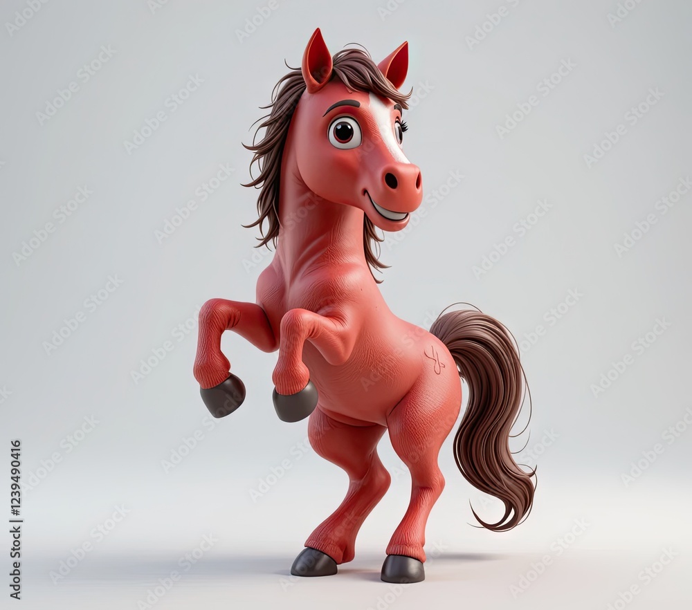 Small cute red horse on isolated white background. 3d render Small cute red horse on isolated white background. 3d render