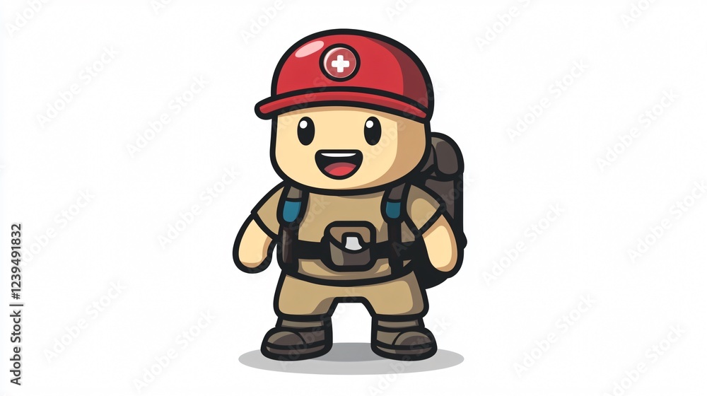 Mascot Character of Emergency Button as a Healthcare Worker Holding a Syringe Mascot Character of Emergency Button as a Healthcare Worker Holding a Syringe