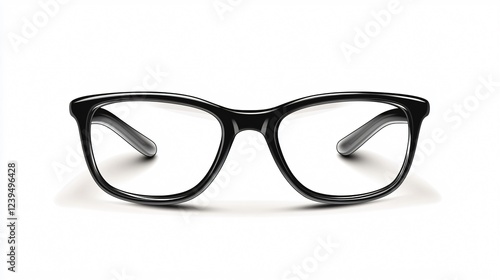 Vector Illustration of Eyeglass with Black Frame and Its Parts with Labels photo