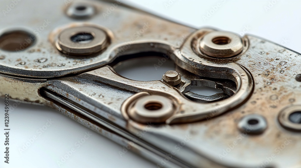 Rusty multi-tool close-up, studio shot, white background, mechanical detail Rusty multi-tool close-up, studio shot, white background, mechanical detail