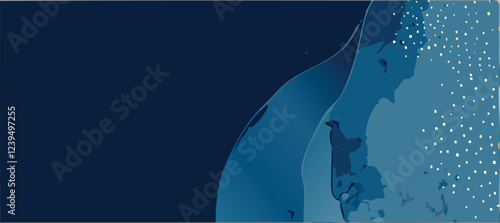 Abstract dark blue tones watercolor background, simple pastel tones design, luxury style wallpaper, vector illustration, with liquid objects, shapes, curves, for banner, poster, advertisement.