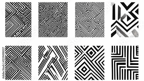 **minimalist black and white geometric patterns with high contrast and sharp lines. Geometric Patterns. Illustration