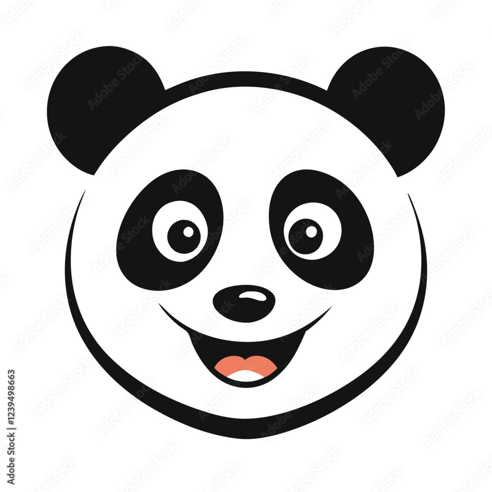 Panda head smiling face vector art illustration Panda head smiling face vector art illustration