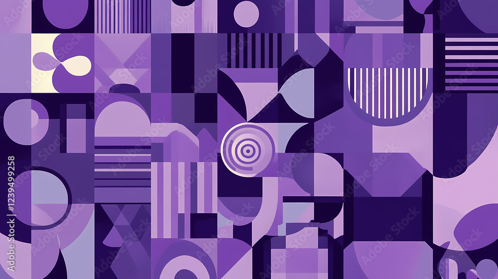 Fototapeta premium Abstract geometric patterns in shades of purple. Geometric Patterns. Illustration