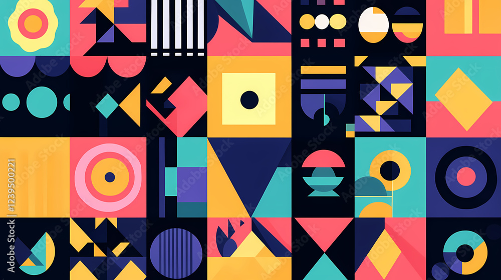 Obraz premium Brightly colored geometric patterns, created with generative ai. Geometric Patterns. Illustration