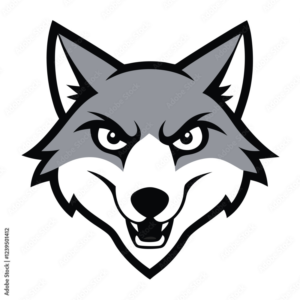 Wolf head angry face vector art illustration Wolf head angry face vector art illustration