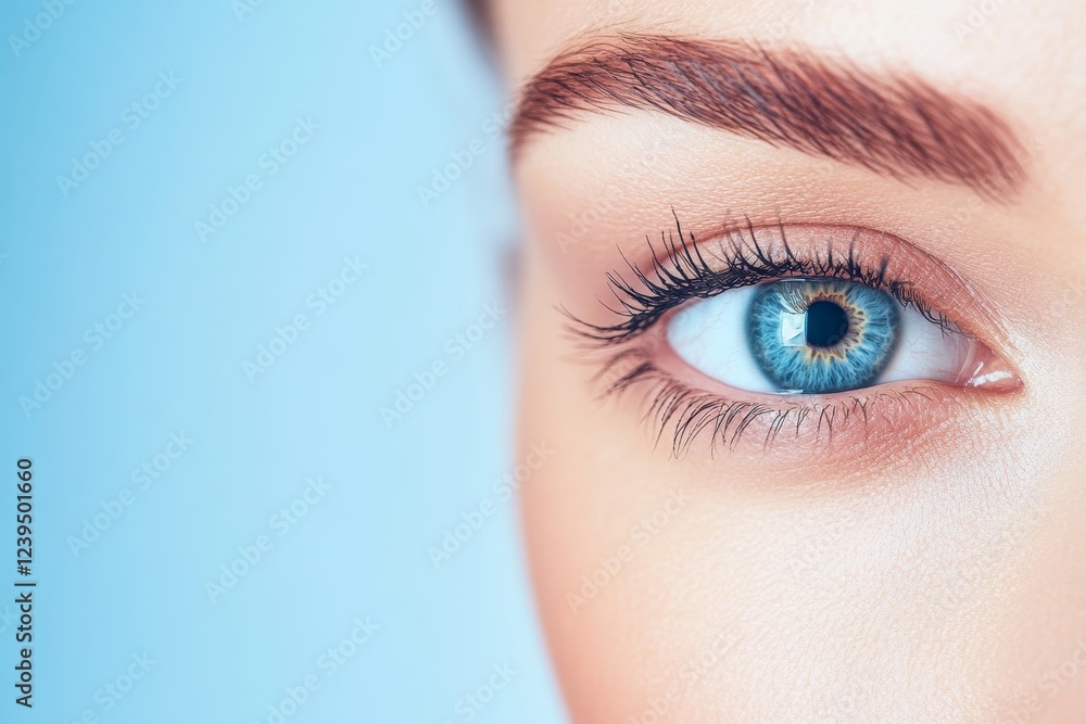 Naklejka premium Woman with long eyelashes and a blue eye