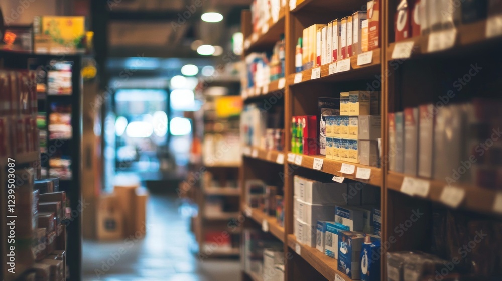 Aisle in a well-stocked warehouse with blurred depth of field Aisle in a well-stocked warehouse with blurred depth of field