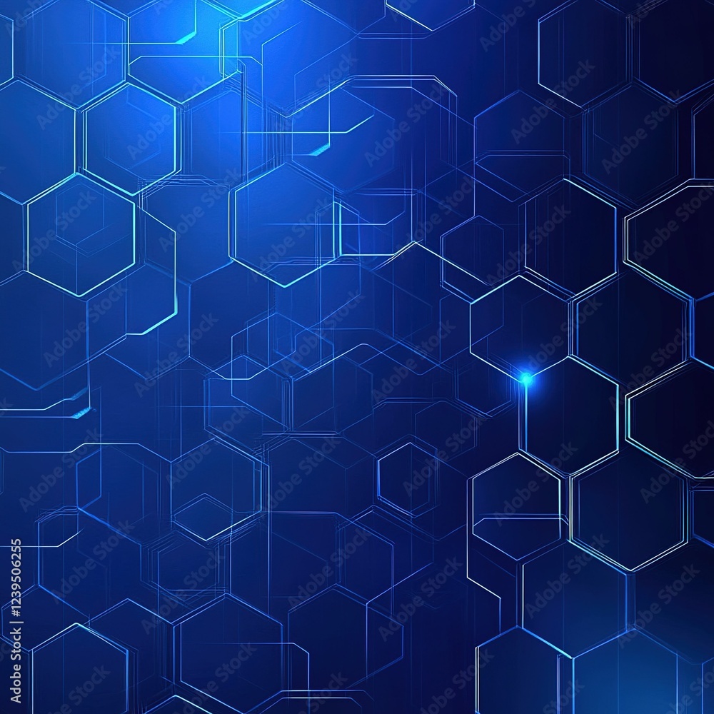 Blue tech background featuring circuit lines and hexagons, vector design for business, technology, or science themes. Blue tech background featuring circuit lines and hexagons, vector design for business, technology, or science themes.