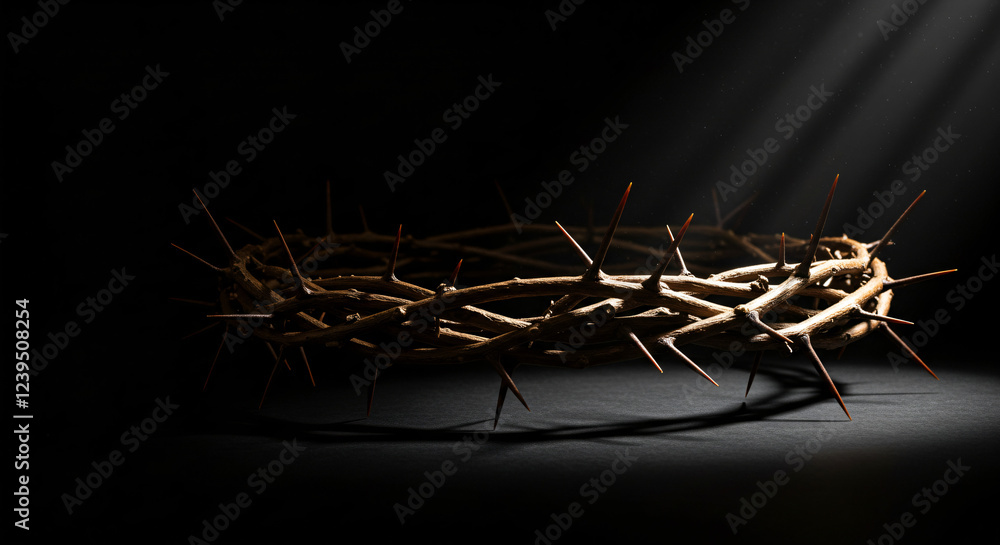 Fototapeta premium crown of thorns isolated on black, jesus Christ