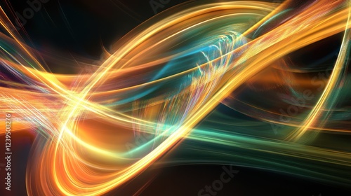 Abstract light trails with glowing curves on dark background creating a dynamic look