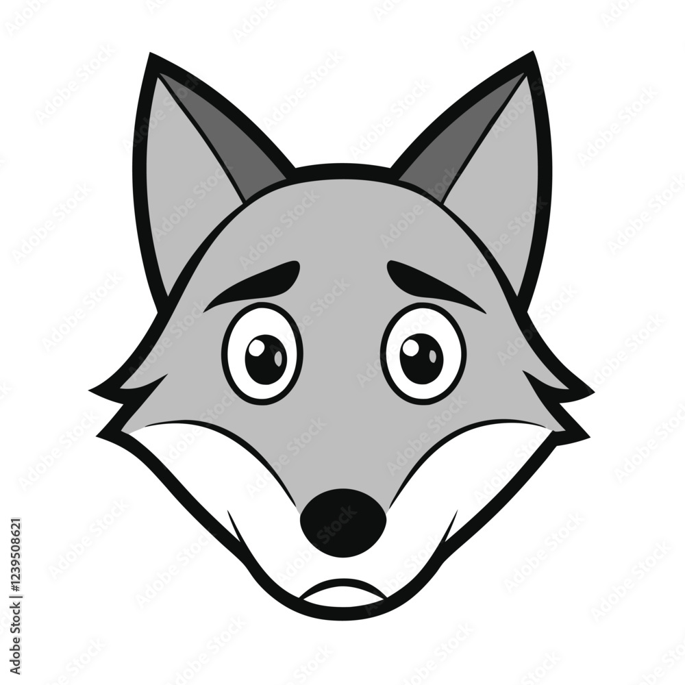 Wolf head sad face vector art illustration Wolf head sad face vector art illustration
