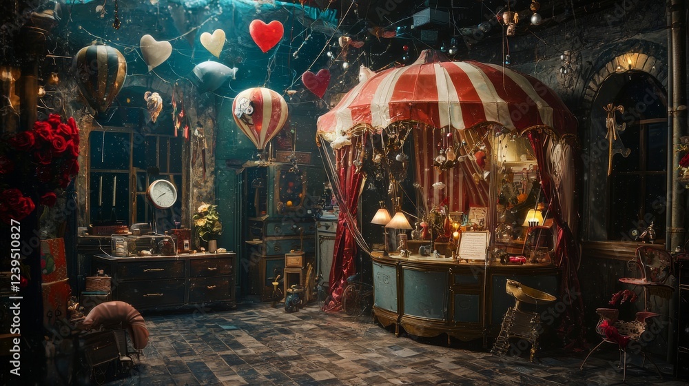 Obraz premium Whimsical vintage-style carnival scene