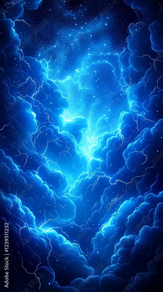 Obraz premium Celestial Blue Storm Cloudscape hd phone wallpaper