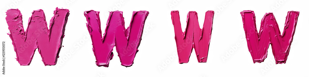 Alphabet W, made of hot pink lipstick, Logo design, letter, isolated on a transparent background Alphabet W, made of hot pink lipstick, Logo design, letter, isolated on a transparent background