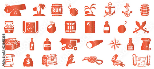 Pirate and equipment icon collection