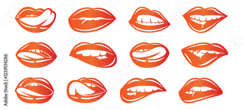 vector set of lips