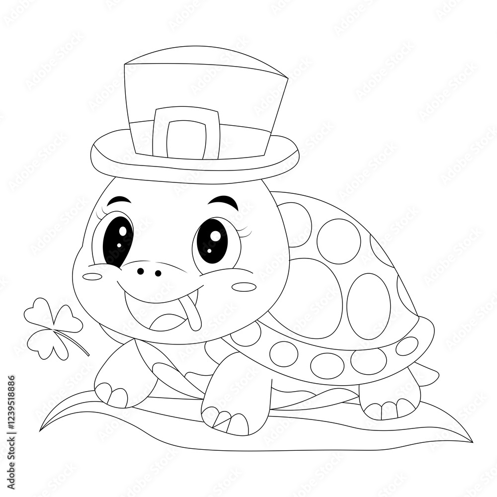 St Patricks Day Turtle Line Draw Kawaii Coloring Page St Patricks Day Turtle Line Draw Kawaii Coloring Page