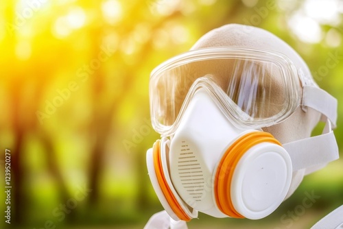 Protective respirator mask in sunlit environment photo