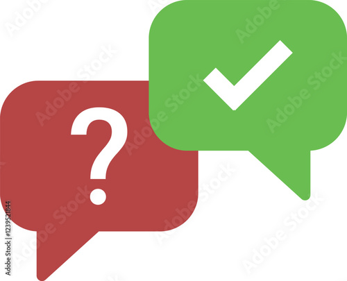 question mark icon in speech bubble with check mark tick icon symbol. faq ask speech bubble icon symbol . help, support, service, communication sign icons